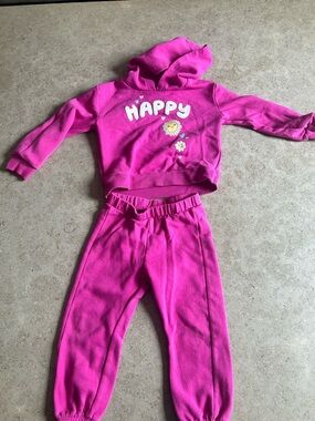 Place Bright Pink "Happy" Hoodie & Jogger Set